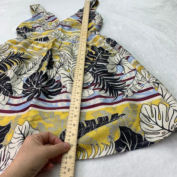 H&M Womens Sz 6 Yellow Palm Open Back Cocktail Sundress Coastal Beach Summer - Picture 9 of 9